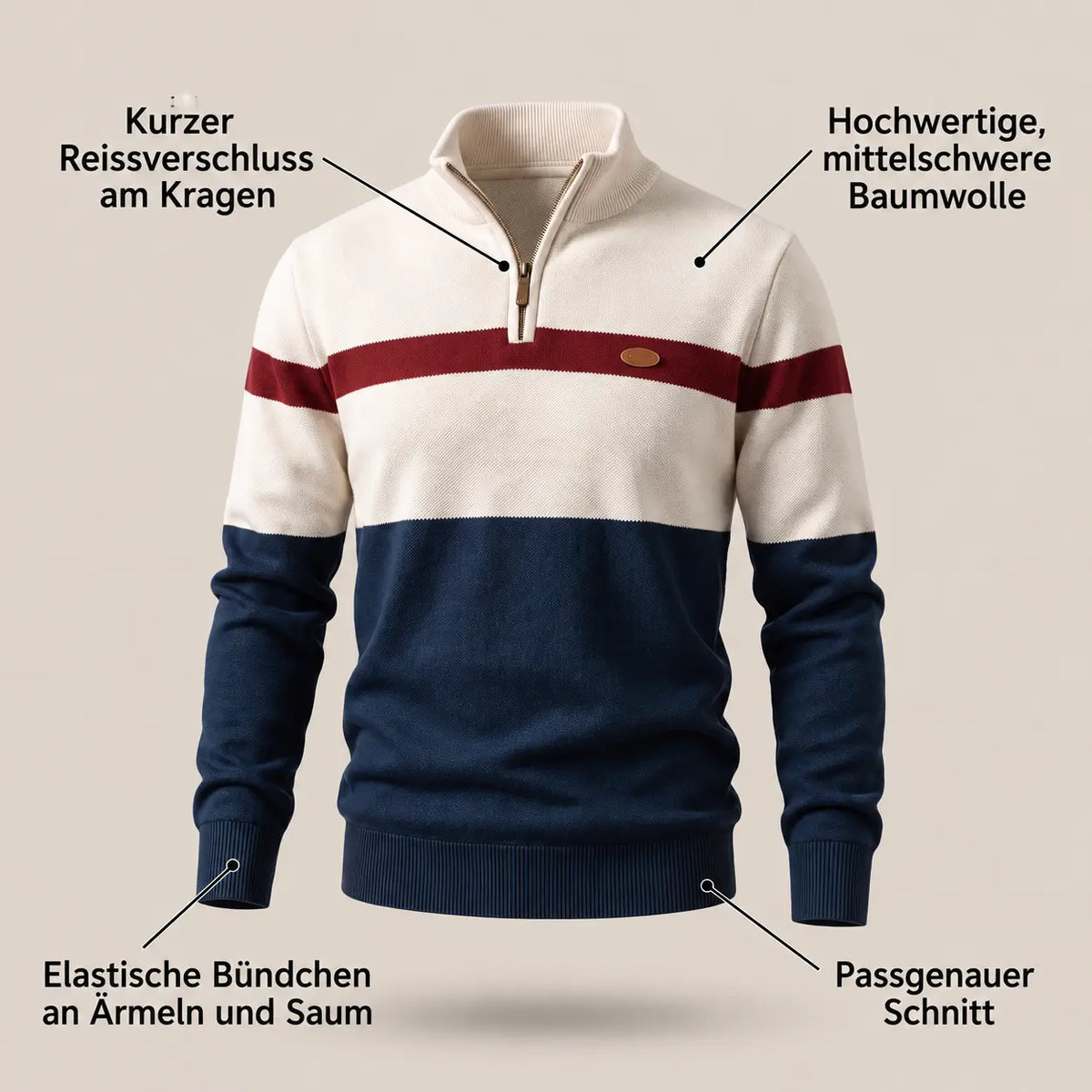 Werner™ | Stilvoller Pullover mit Reissverschlusskragen