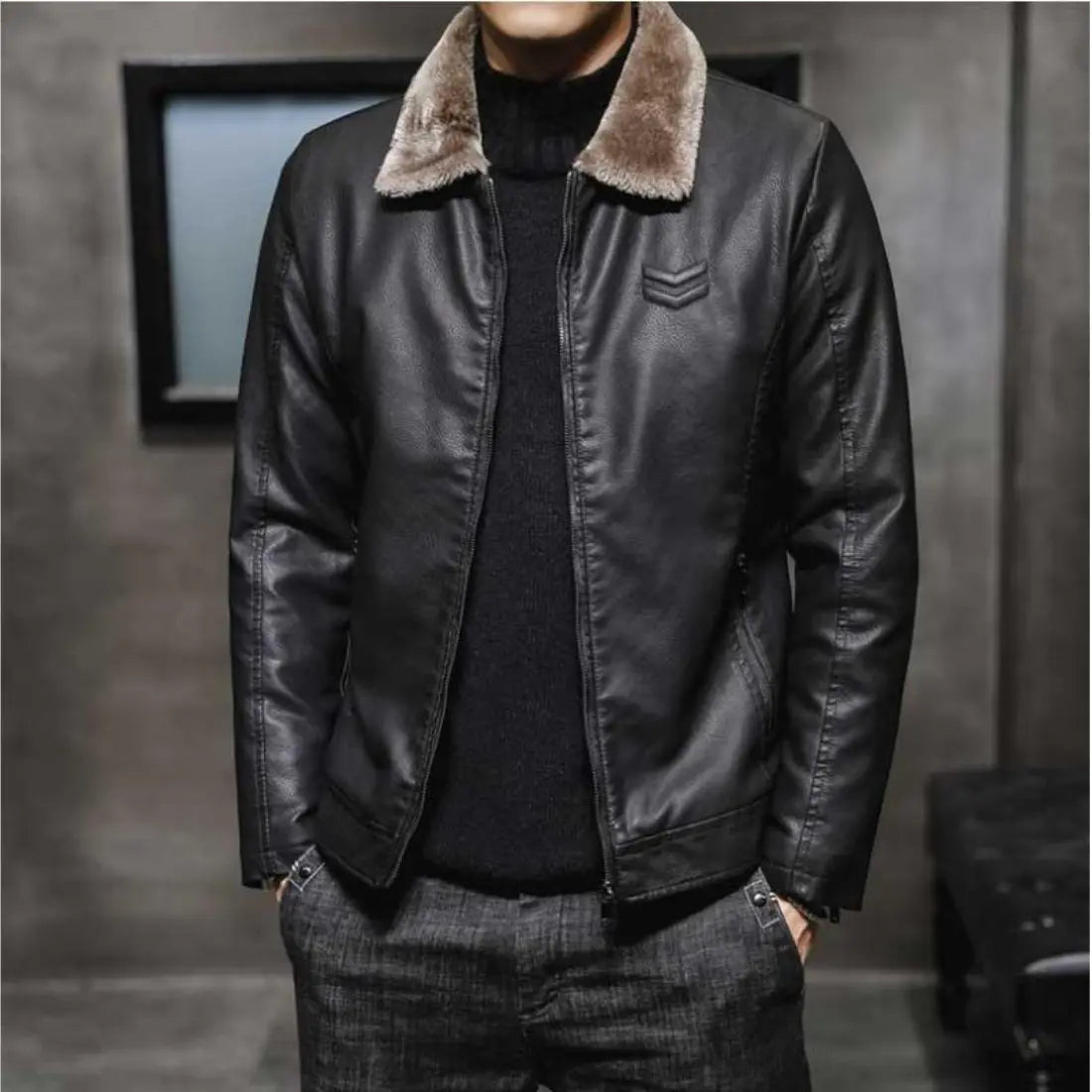 Niko™ | Gefütterte Winterjacke im Leder-Look