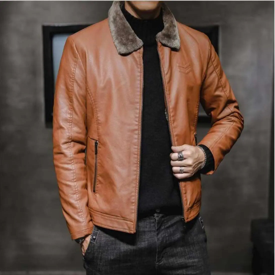 Niko™ | Gefütterte Winterjacke im Leder-Look