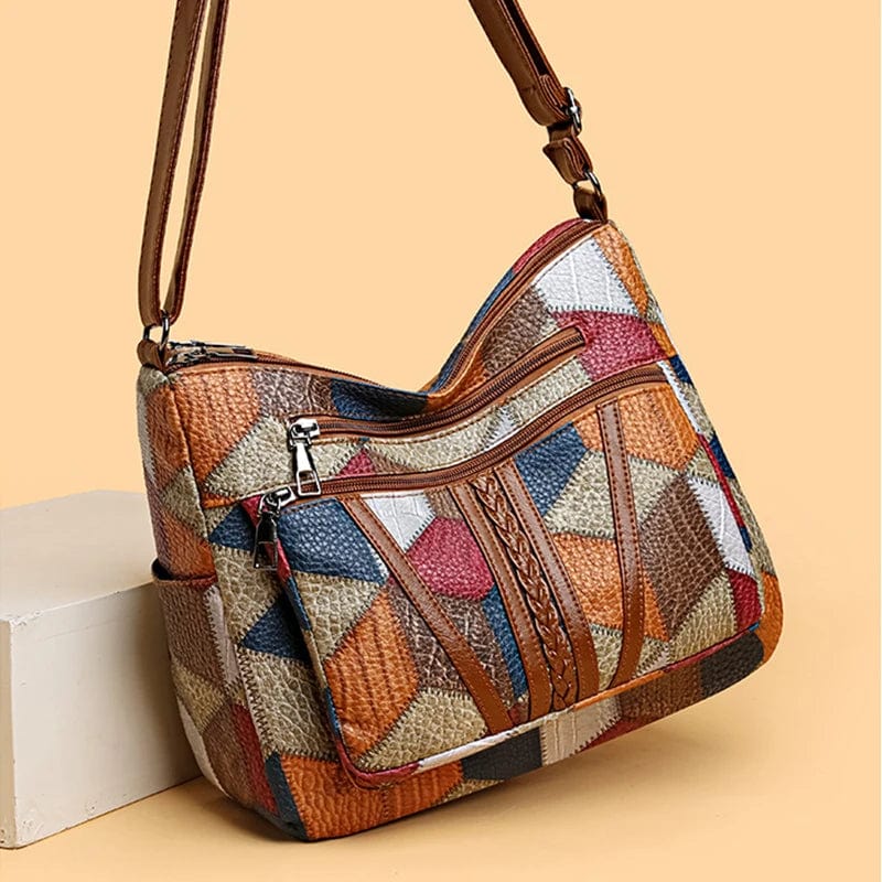 Solveig™ | Fargerik Patchwork Skulderveske